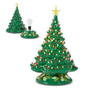 16.5" Lighted Vintage Green Tree