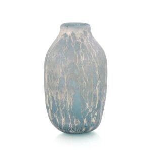 Powder Blue Vase With Silver Overlay